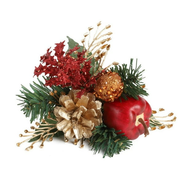 Decoration Artificial Berries Flowers Green Leaves DIY Christmas Ornaments 5Pcs 
